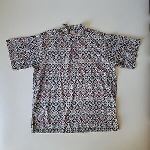 Go Barefoot Quarter Button Hawaiian Shirt Collared‎ Short Sleeve Resort Travel